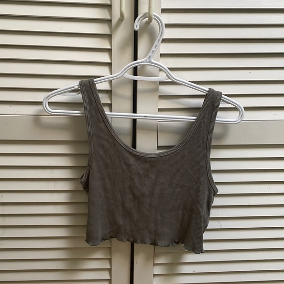 Grey washed army green colour. Cropped tank top.  Small from American Eagle - Picture 2 of 2